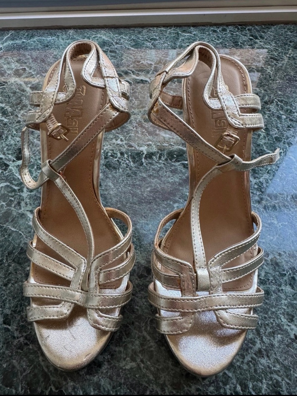Metallic Gold Strappy Women's Sandals